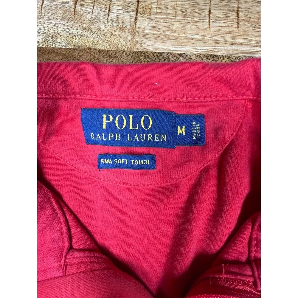 Polo Ralph Lauren Pima Soft Touch Quarter Zip Pullover Red Mens‎ Medium Pony